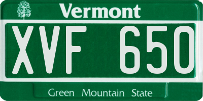 VT license plate XVF650