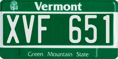 VT license plate XVF651