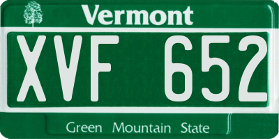 VT license plate XVF652
