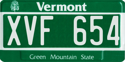 VT license plate XVF654