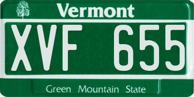 VT license plate XVF655