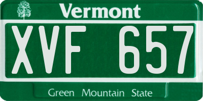 VT license plate XVF657