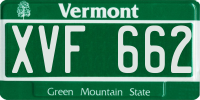 VT license plate XVF662