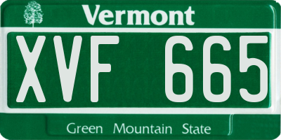 VT license plate XVF665