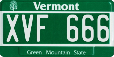 VT license plate XVF666