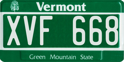 VT license plate XVF668