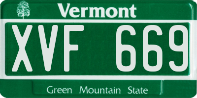 VT license plate XVF669