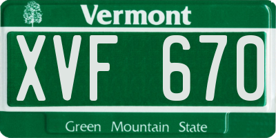 VT license plate XVF670