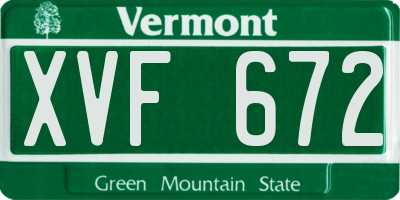 VT license plate XVF672