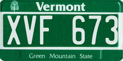 VT license plate XVF673