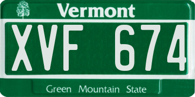 VT license plate XVF674