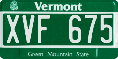 VT license plate XVF675
