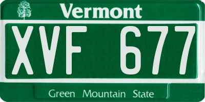 VT license plate XVF677
