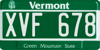 VT license plate XVF678