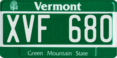 VT license plate XVF680