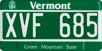 VT license plate XVF685