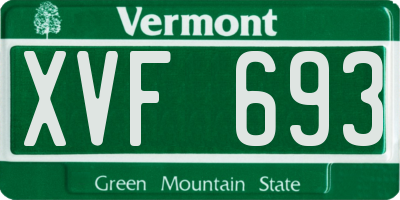 VT license plate XVF693