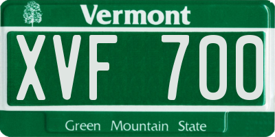 VT license plate XVF700