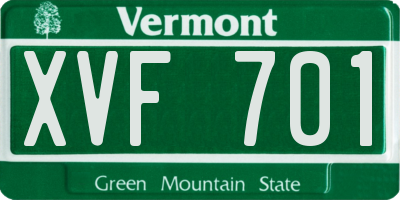 VT license plate XVF701