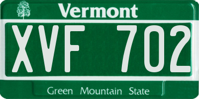 VT license plate XVF702