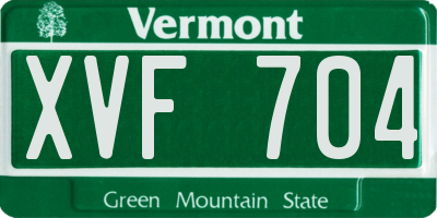 VT license plate XVF704