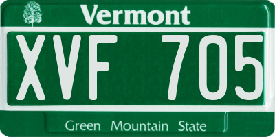 VT license plate XVF705