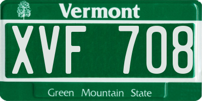 VT license plate XVF708