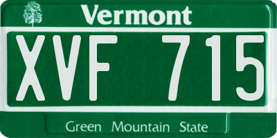 VT license plate XVF715