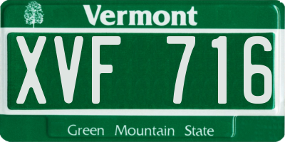 VT license plate XVF716