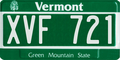 VT license plate XVF721