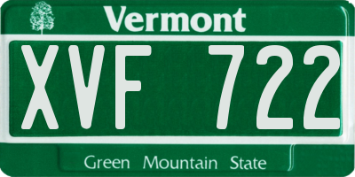 VT license plate XVF722
