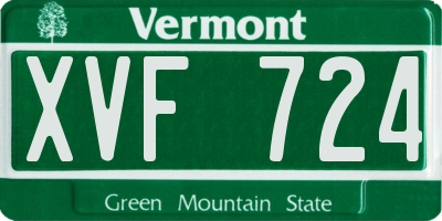 VT license plate XVF724