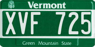 VT license plate XVF725