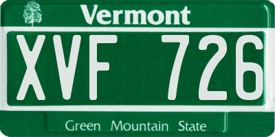 VT license plate XVF726