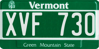 VT license plate XVF730