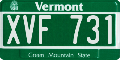 VT license plate XVF731