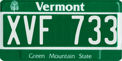 VT license plate XVF733