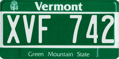 VT license plate XVF742