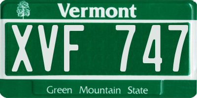 VT license plate XVF747