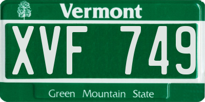 VT license plate XVF749