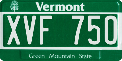 VT license plate XVF750