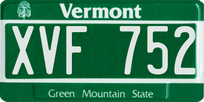 VT license plate XVF752