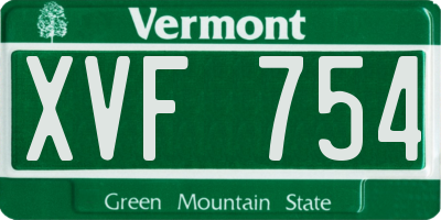 VT license plate XVF754