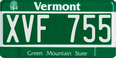 VT license plate XVF755