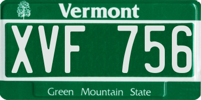 VT license plate XVF756