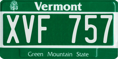 VT license plate XVF757