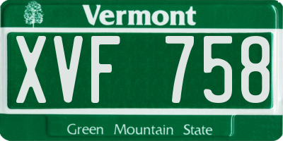 VT license plate XVF758