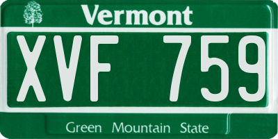 VT license plate XVF759