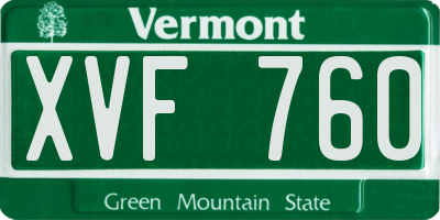 VT license plate XVF760