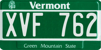 VT license plate XVF762